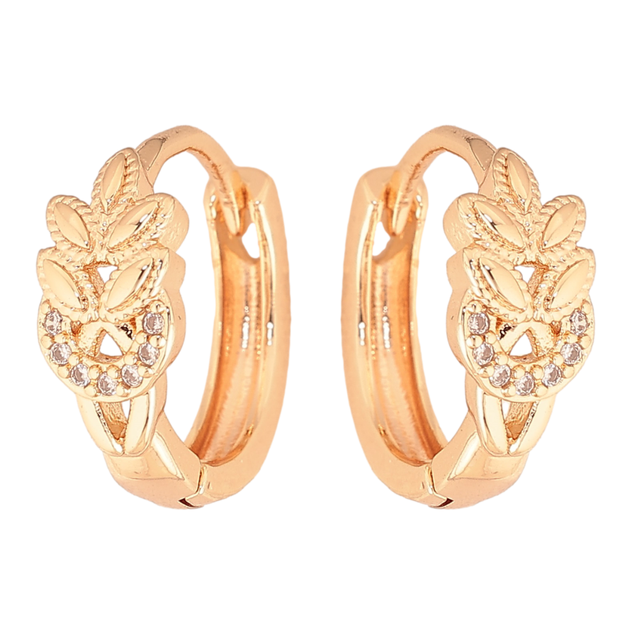Серьги Xuping M&L цвет 18K колечки "Узор с кристаллами"  изогнутые застежки фото №1