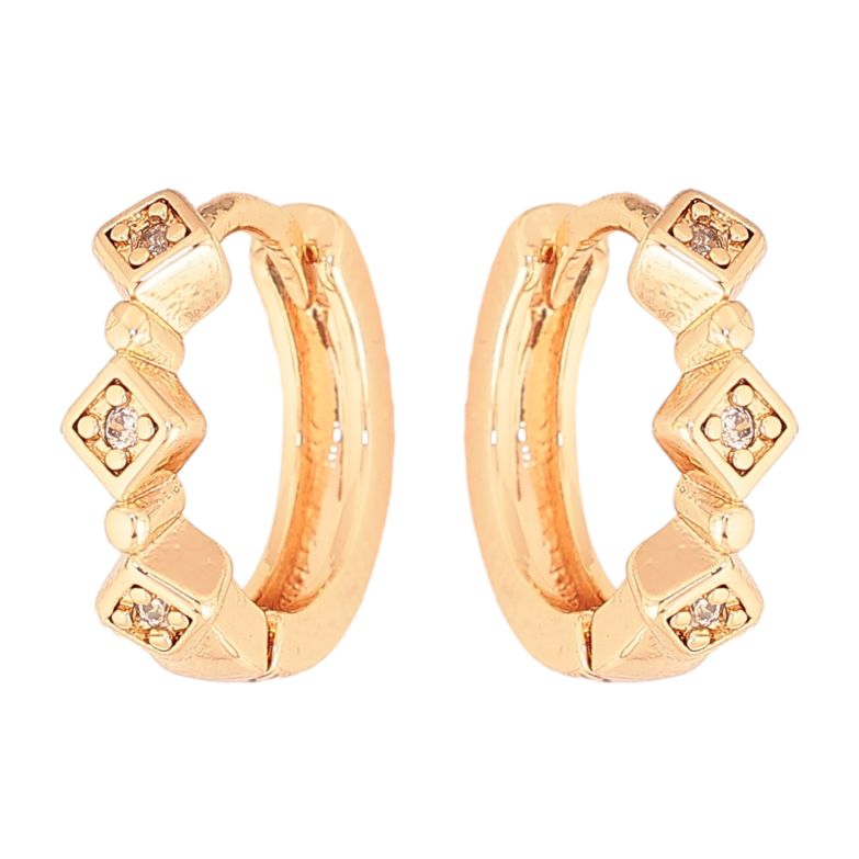 Сережки Xuping M&L колір 18K колечка "Візерунок з кристалами" фото №4