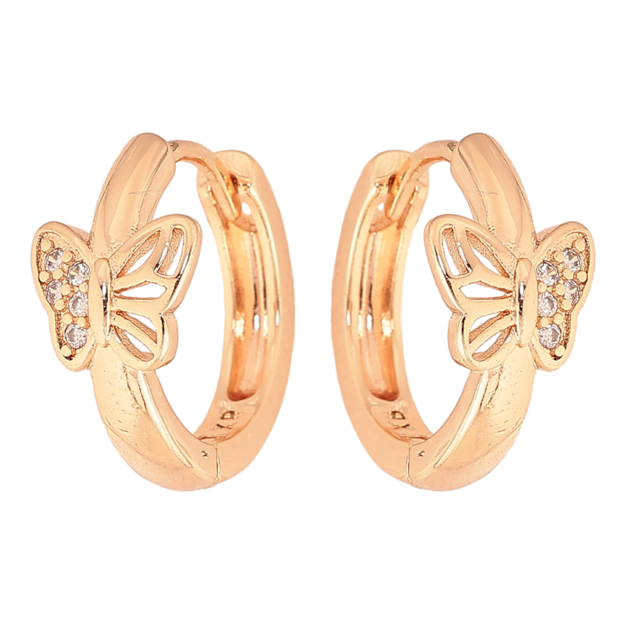 Серьги Xuping M&L цвет 18K колечки "Бабочки с кристаллами" фото №1 Серьги Xuping M&L цвет 18K колечки "Бабочки с кристаллами" фото №1