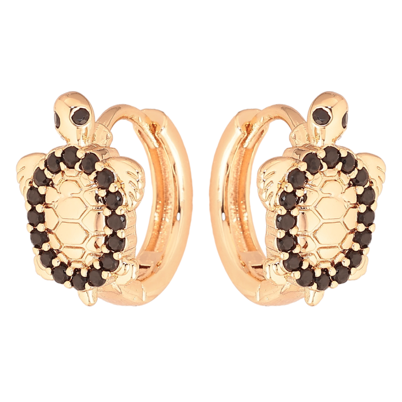 Сережки Xuping M&L колір 18K колечка "Черепаха з чорними кристалами" фото №3
