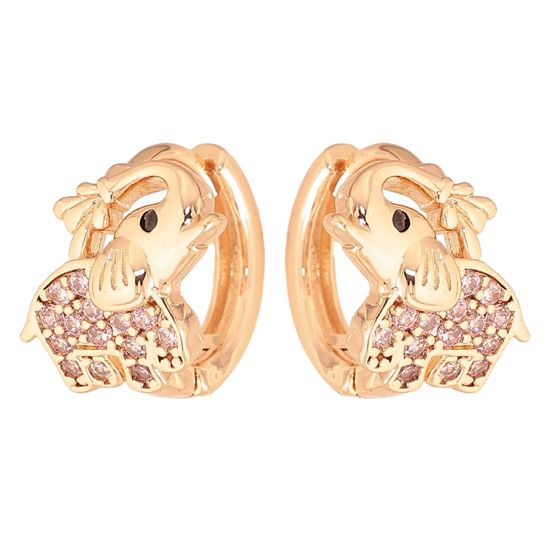 Серьги Xuping M&L цвет 18K колечки "Слоники с розовыми кристаллами" фото №11 Серьги Xuping M&L цвет 18K колечки "Слоники с розовыми кристаллами" фото №11