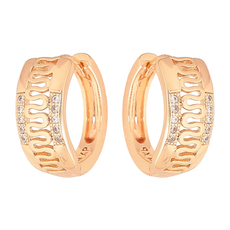 Серьги Xuping M&L цвет 18K колечки "Узор с кристаллами" фото №13