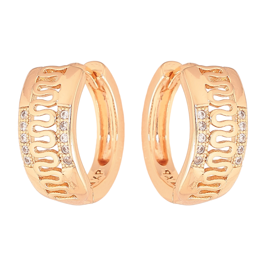 Серьги Xuping M&L цвет 18K колечки "Узор с кристаллами" фото №1 Серьги Xuping M&L цвет 18K колечки "Узор с кристаллами" фото №1