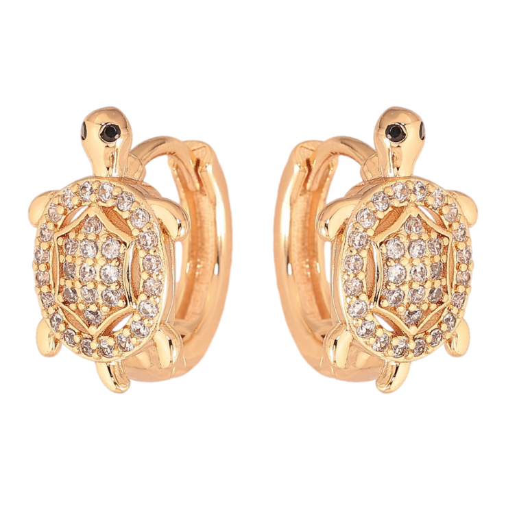 Серьги Xuping M&L цвет 18K колечки "Черепахи с кристаллами" фото №5