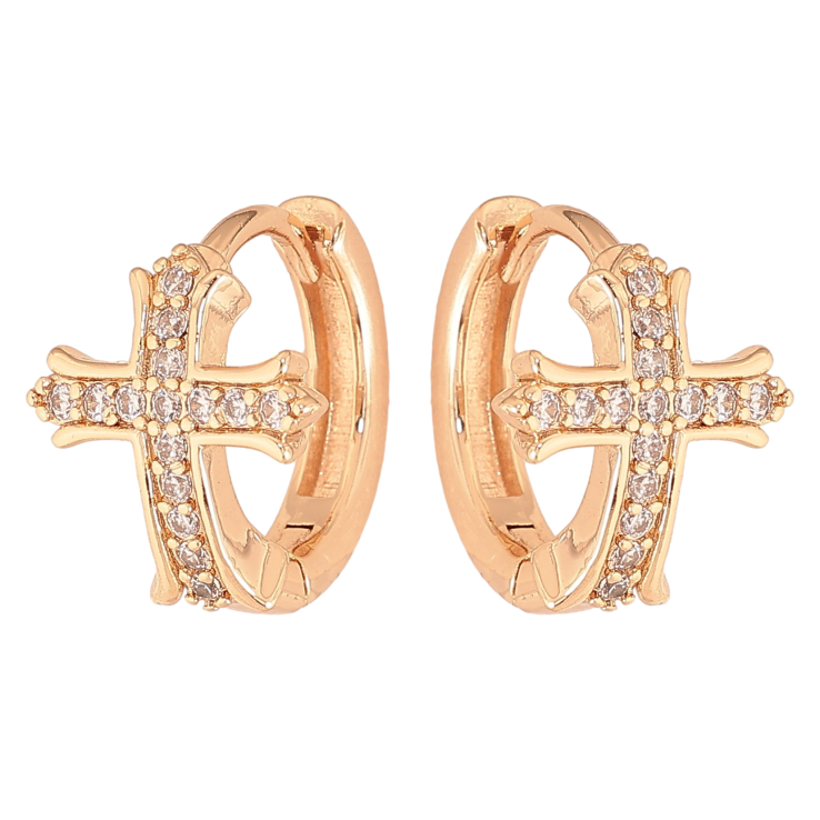 Сережки Xuping M&L колір 18K колечка "Хрестики з кристалами" фото №14 Сережки Xuping M&L колір 18K колечка "Хрестики з кристалами" фото №14