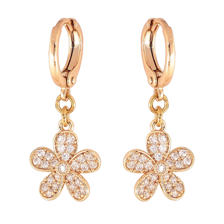 Серьги Xuping M&L цвет 18K подвески на колечках "Цветочки с кристаллами" фото №5 Серьги Xuping M&L цвет 18K подвески на колечках "Цветочки с кристаллами" фото №5