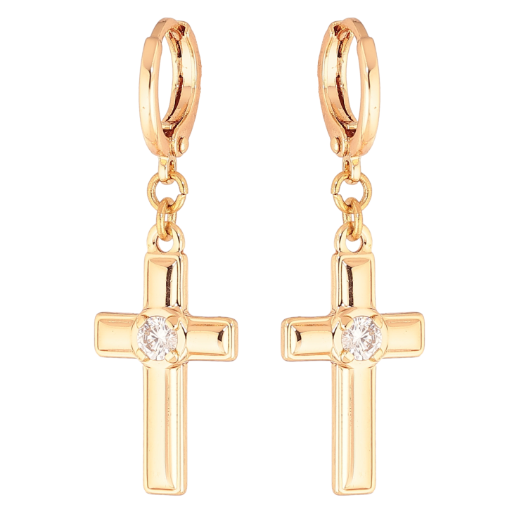Сережки Xuping M&L колір 18K підвіски на колечках "Хрестики з кристалами" фото №15 Сережки Xuping M&L колір 18K підвіски на колечках "Хрестики з кристалами" фото №15