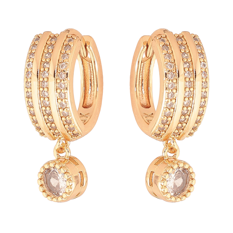 Серьги Xuping M&L цвет 18K подвески на колечках "Узор с дорожками кристаллов" фото №3 Серьги Xuping M&L цвет 18K подвески на колечках "Узор с дорожками кристаллов" фото №3