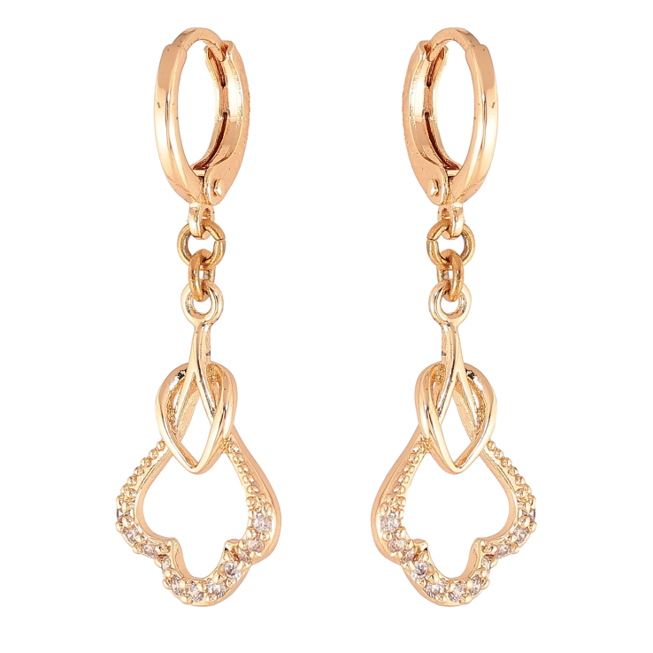 Серьги Xuping M&L цвет 18K подвески на колечках "Узор с кристаллами" фото №7 Серьги Xuping M&L цвет 18K подвески на колечках "Узор с кристаллами" фото №7