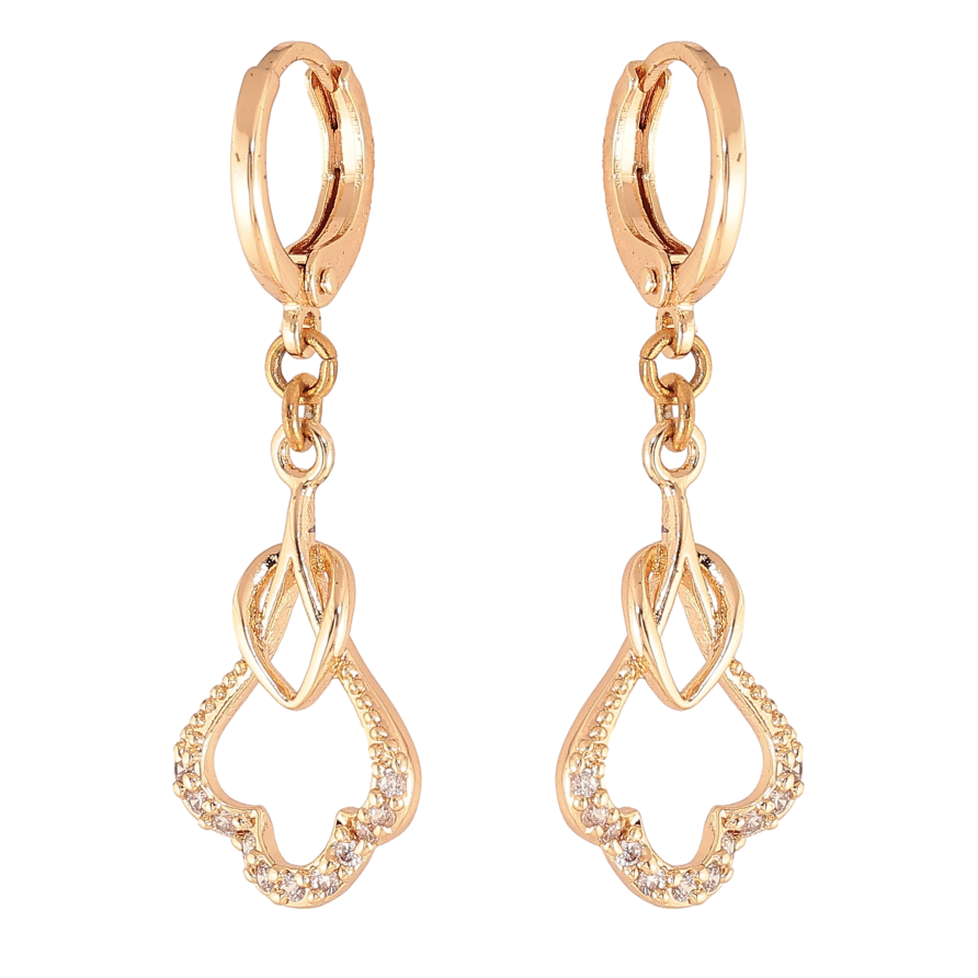 Серьги Xuping M&L цвет 18K подвески на колечках "Узор с кристаллами" фото №1