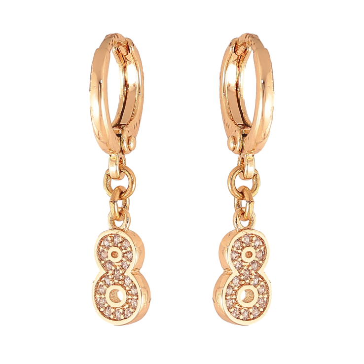 Серьги Xuping M&L цвет 18K подвески на колечках "Восьмерки с кристаллами" фото №6