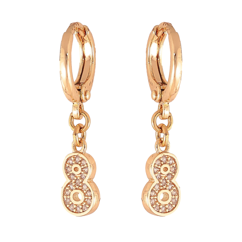 Сережки Xuping M&L колір 18K підвіски на колечках "Вісімки з кристалами" фото №3 Сережки Xuping M&L колір 18K підвіски на колечках "Вісімки з кристалами" фото №3