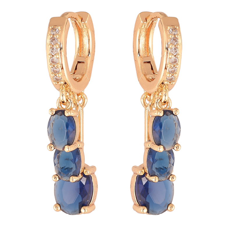 Сережки Xuping M&L колір 18K підвіски на колечках "Підвіски з синіми кристалами" фото №14 Сережки Xuping M&L колір 18K підвіски на колечках "Підвіски з синіми кристалами" фото №14