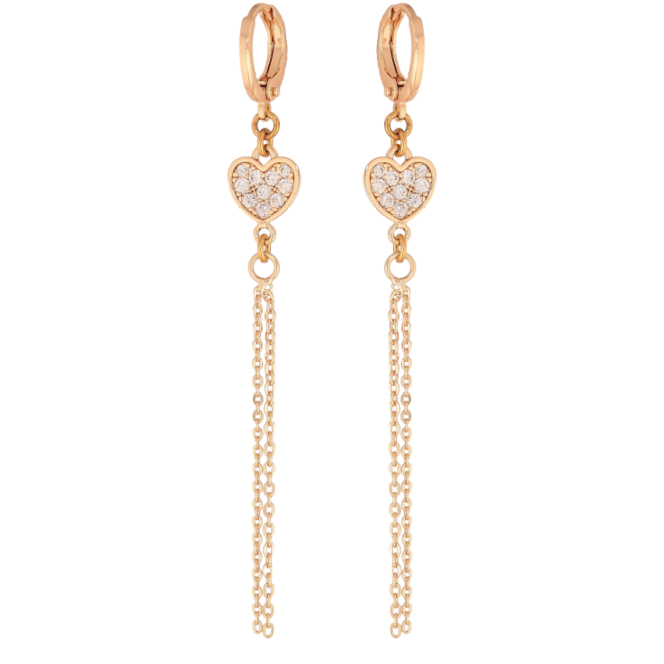 Сережки Xuping M&L колір 18K підвіски на колечках "Сердечки з кристалами" фото №11 Сережки Xuping M&L колір 18K підвіски на колечках "Сердечки з кристалами" фото №11