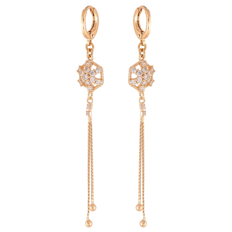 Серьги Xuping M&L цвет 18K подвески на колечках "Узор с кристаллами" фото №13 Серьги Xuping M&L цвет 18K подвески на колечках "Узор с кристаллами" фото №13