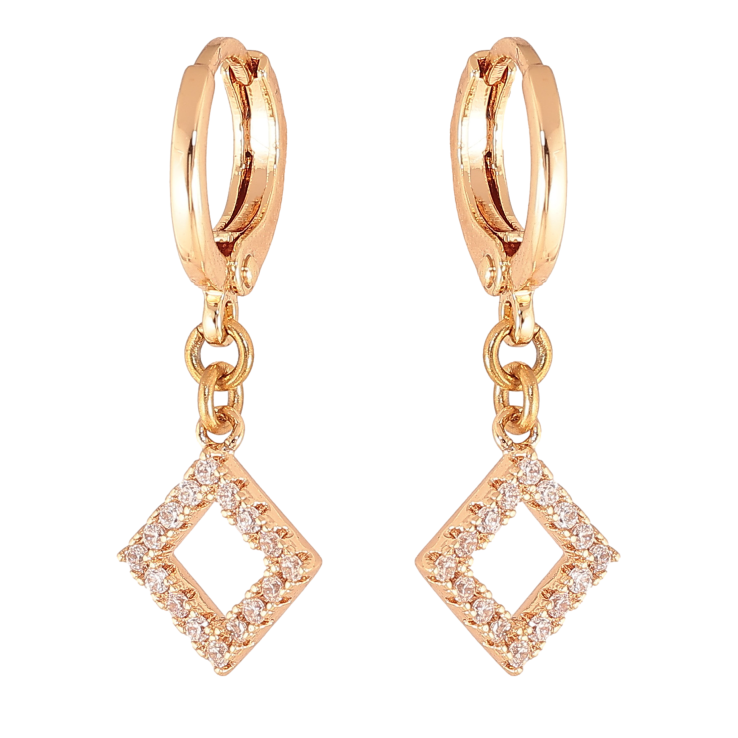 Серьги Xuping M&L цвет 18K подвески на колечках "Ромбы с кристаллами" фото №19 Серьги Xuping M&L цвет 18K подвески на колечках "Ромбы с кристаллами" фото №19