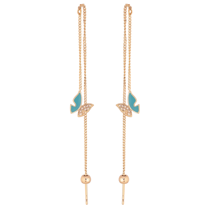 Серьги Xuping M&L цвет 18K протяжки "Голубые бабочки" фото №1 Серьги Xuping M&L цвет 18K протяжки "Голубые бабочки" фото №1