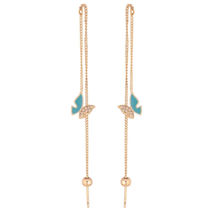 Серьги Xuping M&L цвет 18K протяжки "Голубые бабочки" фото №1 Серьги Xuping M&L цвет 18K протяжки "Голубые бабочки" фото №1