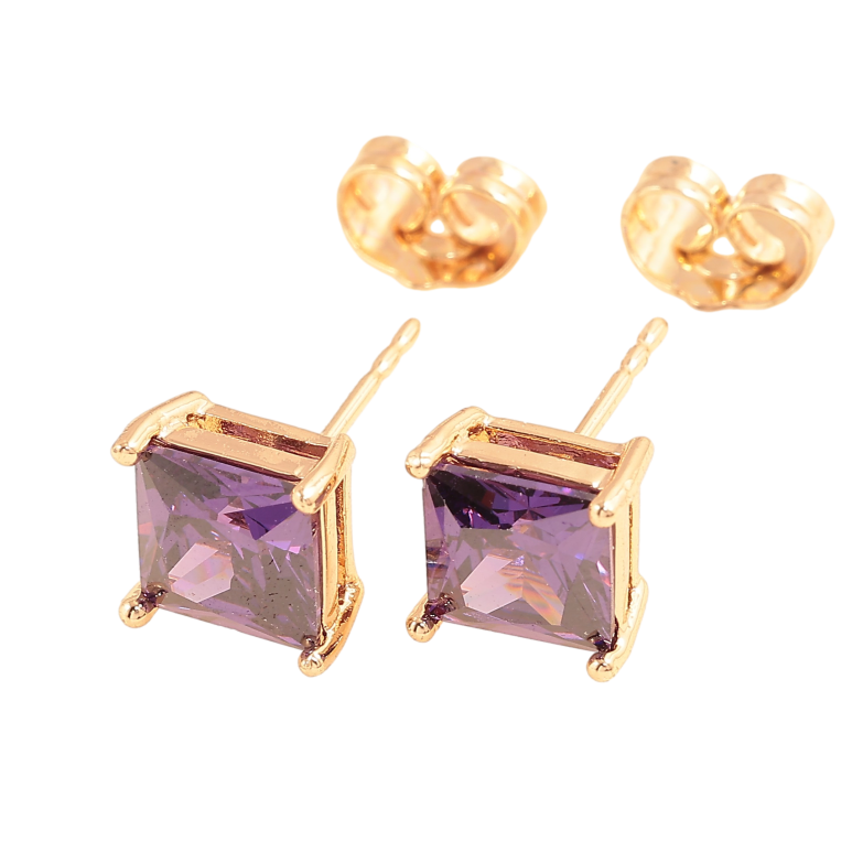 Сережки Xuping M&L колір 18K пусети "Бузкові кристали" 7х7мм фото №4 Сережки Xuping M&L колір 18K пусети "Бузкові кристали" 7х7мм фото №4