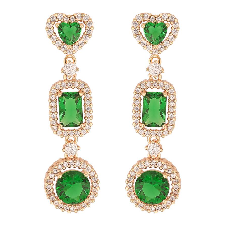 Серьги Xuping M&L цвет 18K пусеты "Зеленые кристальные подвески" фото №1 Серьги Xuping M&L цвет 18K пусеты "Зеленые кристальные подвески" фото №1