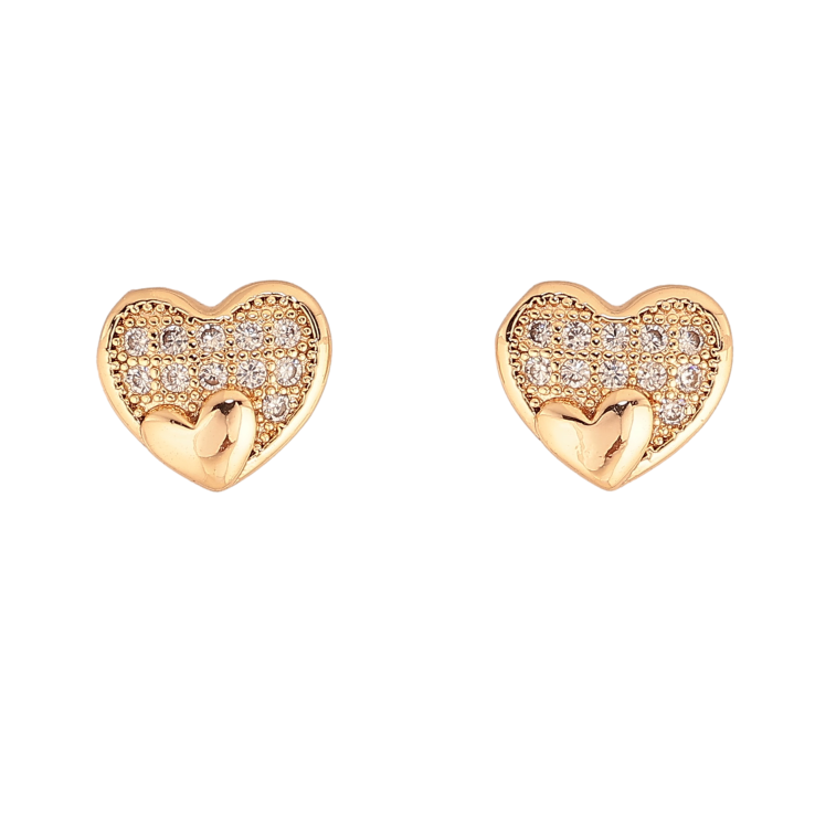 Серьги Xuping M&L цвет 18K пусеты "Сердечки с кристаллами" фото №3 Серьги Xuping M&L цвет 18K пусеты "Сердечки с кристаллами" фото №3