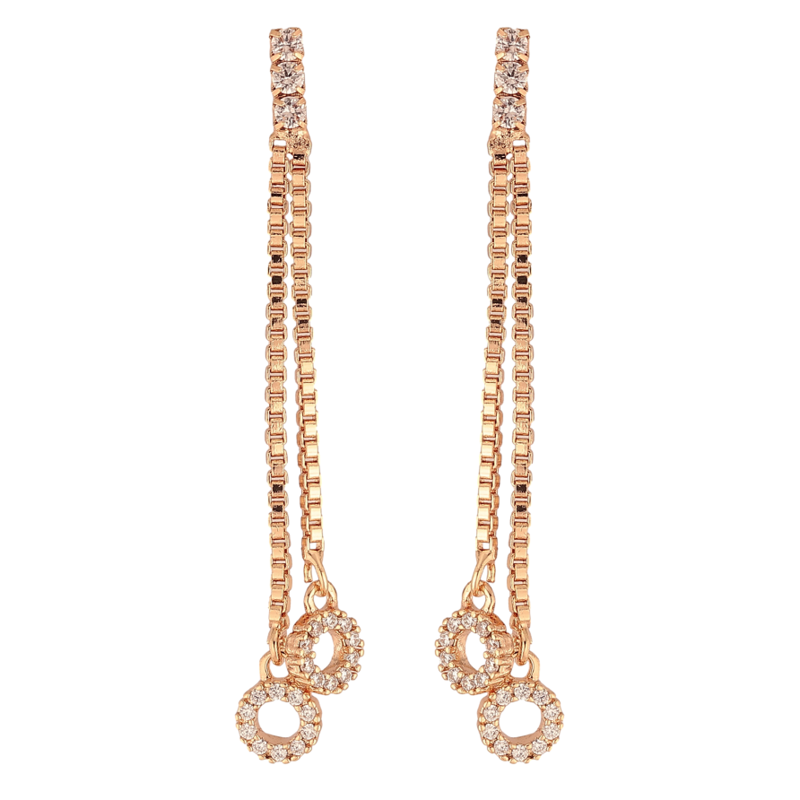 Серьги Xuping M&L цвет 18K пусеты "Подвески с кристальными кругами" фото №1 Серьги Xuping M&L цвет 18K пусеты "Подвески с кристальными кругами" фото №1