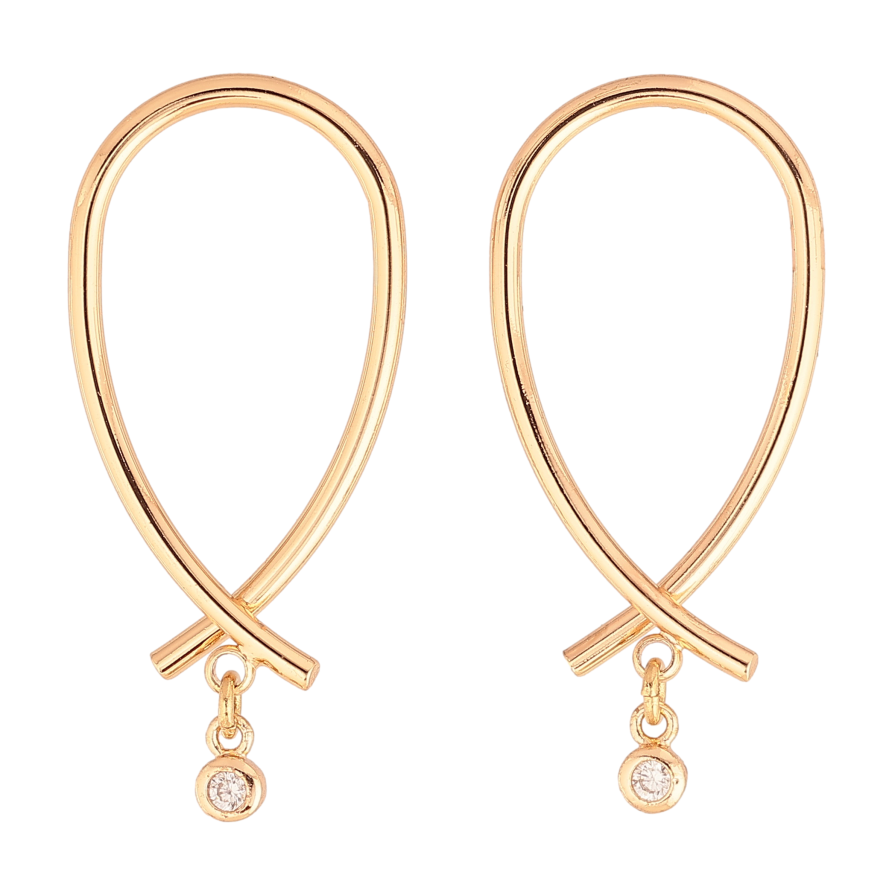 Серьги Xuping M&L цвет 18K пусеты "Петельки с кристальными подвесками" фото №1 Серьги Xuping M&L цвет 18K пусеты "Петельки с кристальными подвесками" фото №1