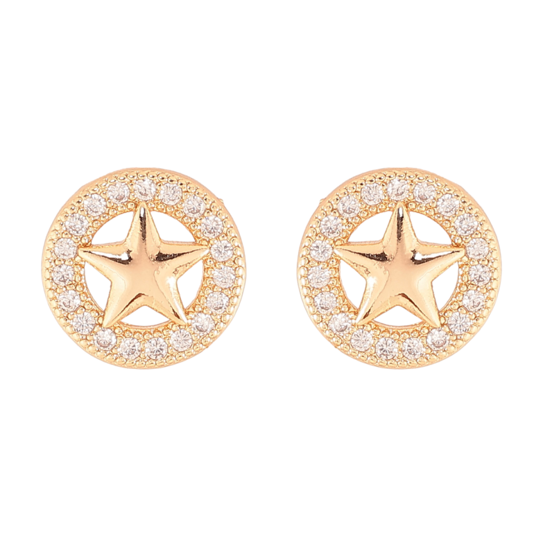 Сережки Xuping M&L колір 18K пусети "Кристальні кільця з зірками" фото №2 Сережки Xuping M&L колір 18K пусети "Кристальні кільця з зірками" фото №2