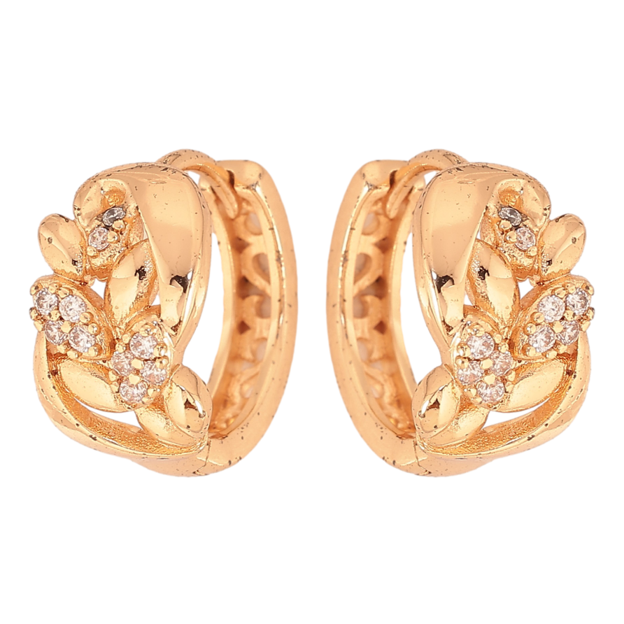 Серьги Xuping M&L цвет 18K колечки "Узор с кристаллами" фото №1 Серьги Xuping M&L цвет 18K колечки "Узор с кристаллами" фото №1