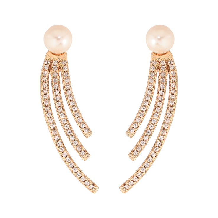 Серьги Xuping M&L цвет 18K пусеты "Узор с кристаллами и жемчужинами" фото №24