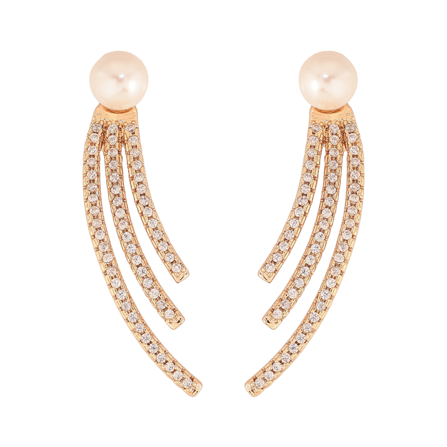 Серьги Xuping M&L цвет 18K пусеты "Узор с кристаллами и жемчужинами" фото №1 Серьги Xuping M&L цвет 18K пусеты "Узор с кристаллами и жемчужинами" фото №1