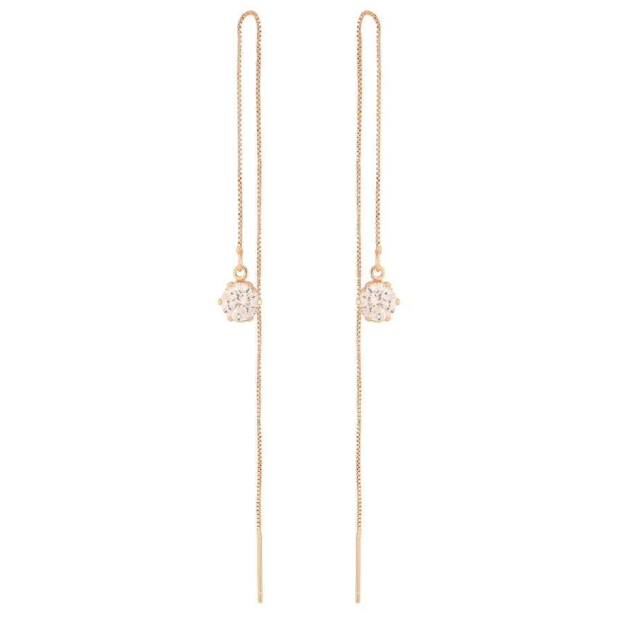 Серьги Xuping M&L цвет 18K протяжки "Кристаллы на цепочках" ø 6мм фото №1