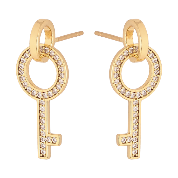 Сережки Xuping колір Позолота 14K пусети "Ключики на колечках" фото №11