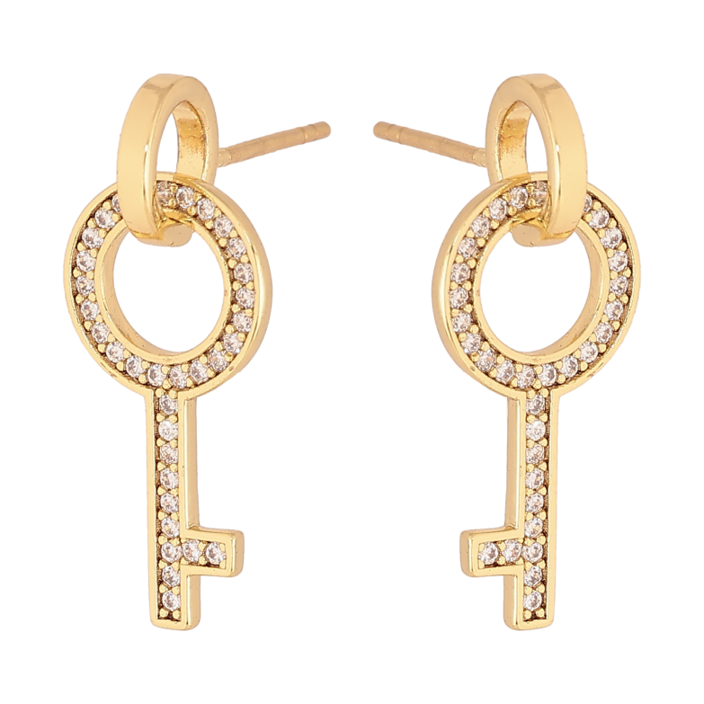 Сережки Xuping колір Позолота 14K пусети "Ключики на колечках" фото №6