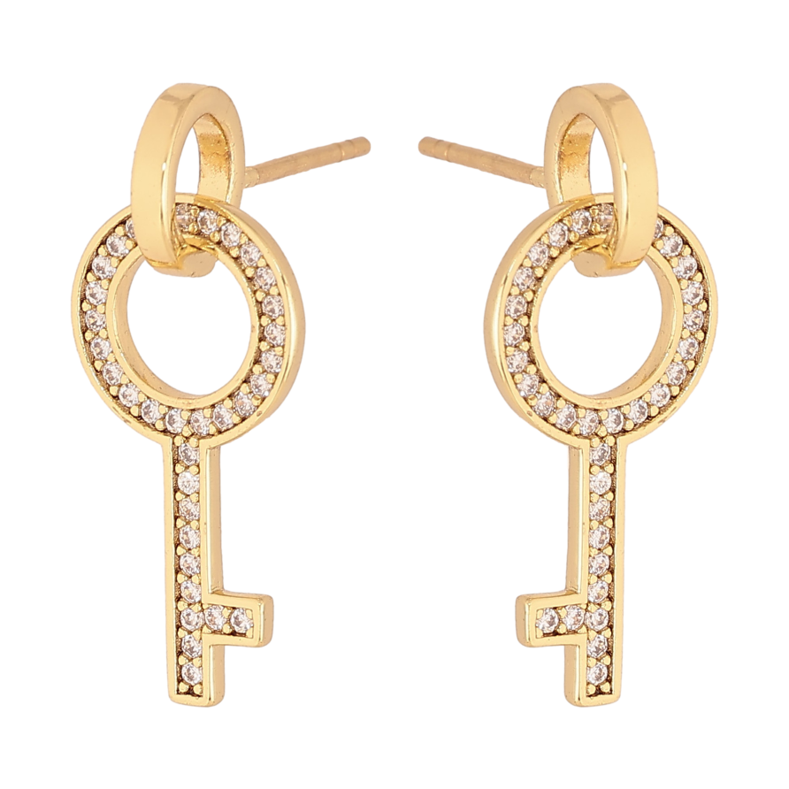 Сережки Xuping колір Позолота 14K пусети "Ключики на колечках" фото №1 Сережки Xuping колір Позолота 14K пусети "Ключики на колечках" фото №1