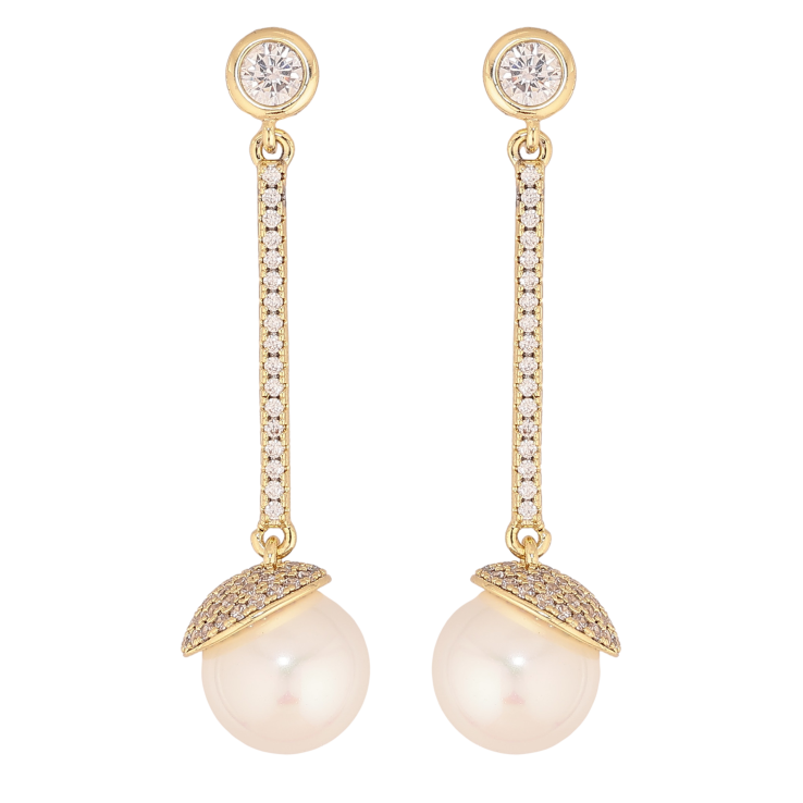Сережки Xuping колір Позолота 14K пусети "Перлинні підвіски" фото №8