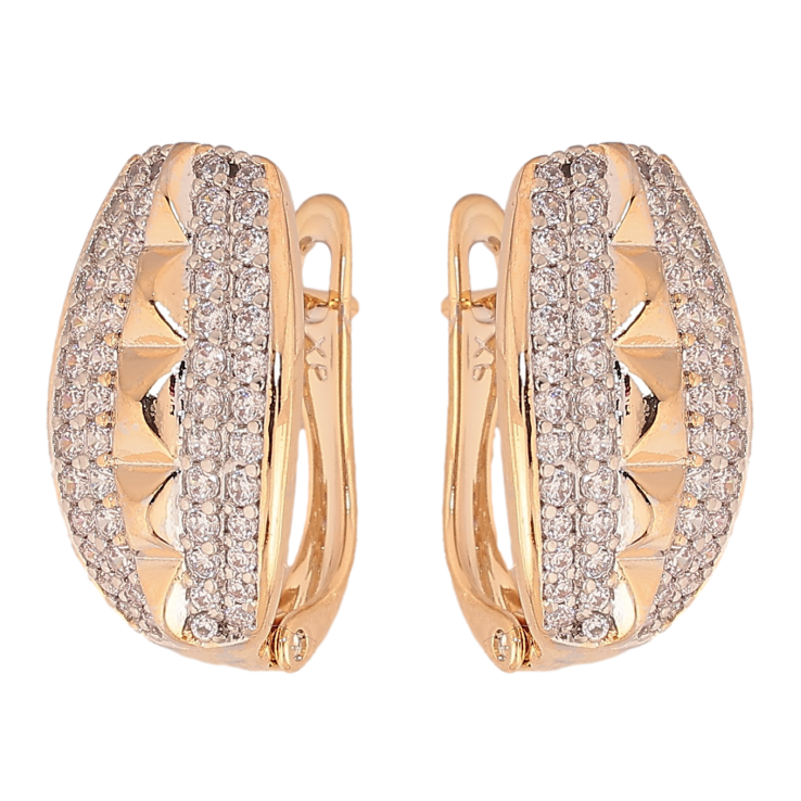 Серьги Xuping цвет позолота 18K + родий английский замок узор с инкрустацией кристаллами фото №25