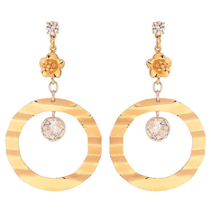 Серьги Xuping цвет Позолота 18K+Родий пусеты "Колечки с кристаллом" фото №22