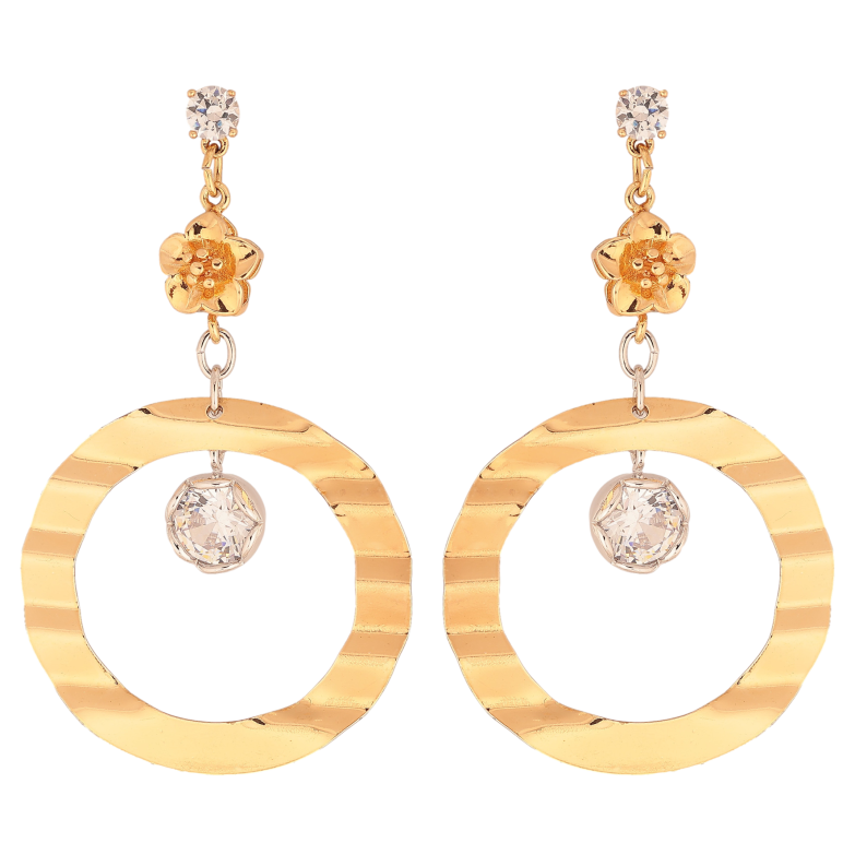 Серьги Xuping цвет Позолота 18K+Родий пусеты "Колечки с кристаллом" фото №7