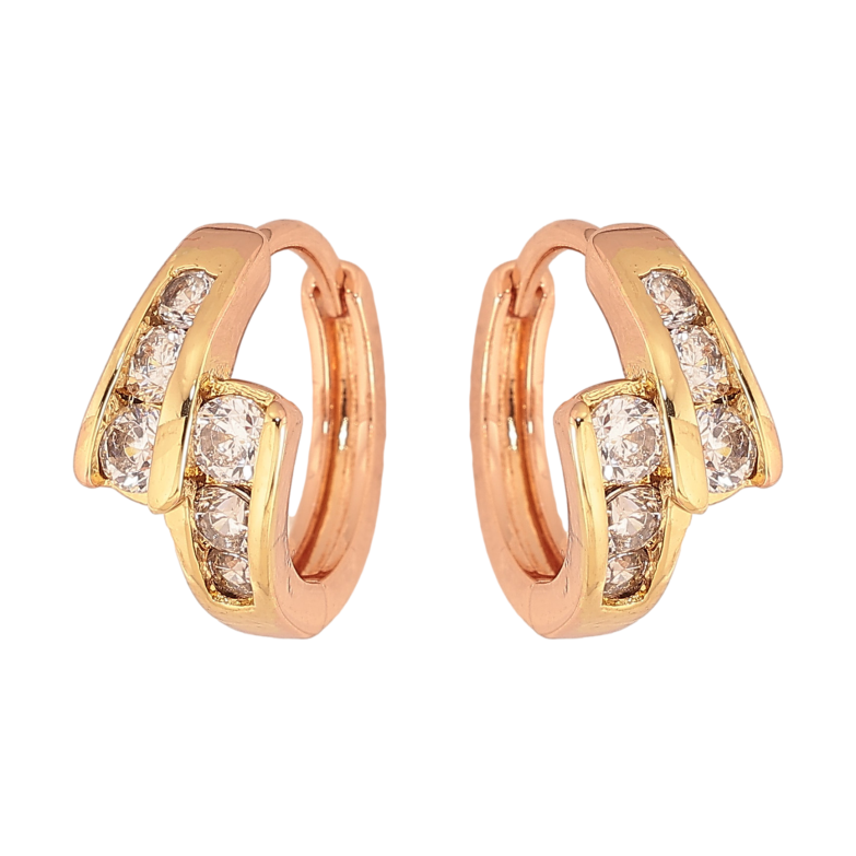 Серьги Xuping цвет Позолота РО + Позолота 14K колечки "Узор с кристаллами" фото №5 Серьги Xuping цвет Позолота РО + Позолота 14K колечки "Узор с кристаллами" фото №5