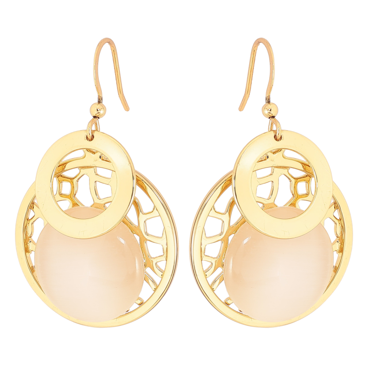 Серьги Xuping QQMM цвет Позолота 14K французский замок "Резные кольца с камнем Кошачий глаз" фото №25