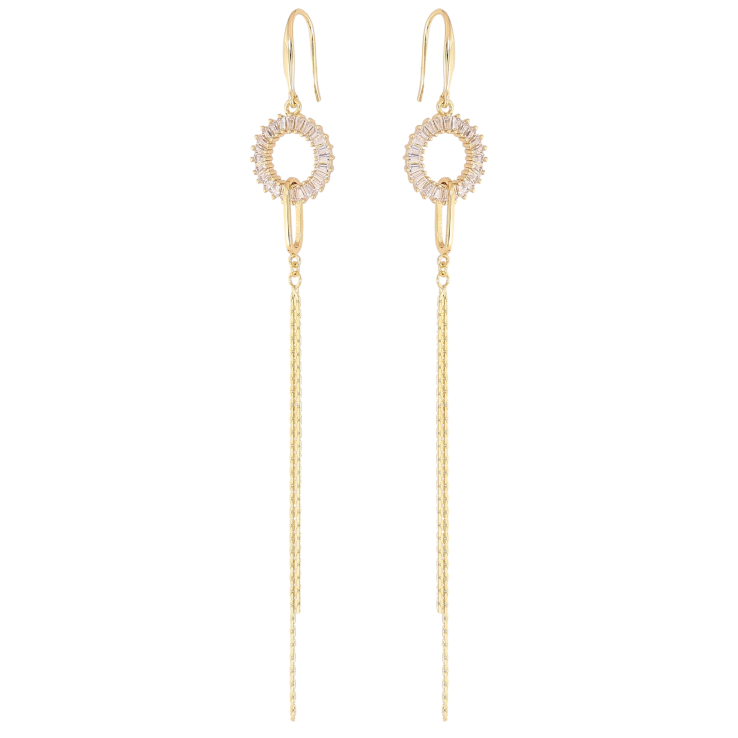 Серьги Xuping QQMM цвет Позолота 14K французский замок "Колечки с подвесками цепочками" фото №7 Серьги Xuping QQMM цвет Позолота 14K французский замок "Колечки с подвесками цепочками" фото №7
