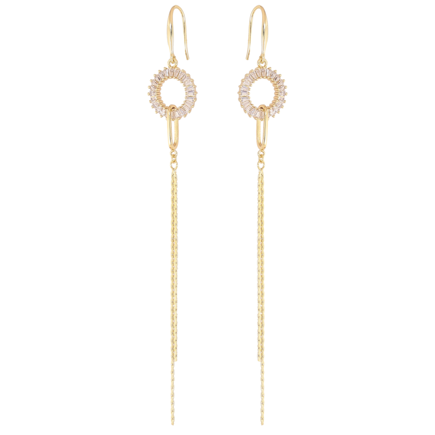 Серьги Xuping QQMM цвет Позолота 14K французский замок "Колечки с подвесками цепочками" фото №1 Серьги Xuping QQMM цвет Позолота 14K французский замок "Колечки с подвесками цепочками" фото №1