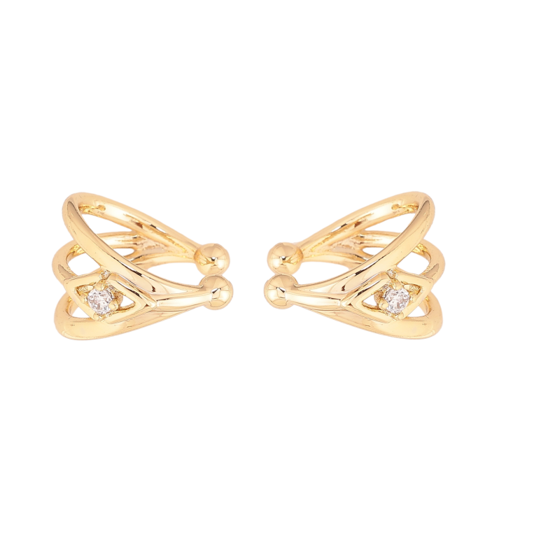Сережки Xuping колір Позолота 14K кафи "Візерунок з кристалами" фото №1 Сережки Xuping колір Позолота 14K кафи "Візерунок з кристалами" фото №1