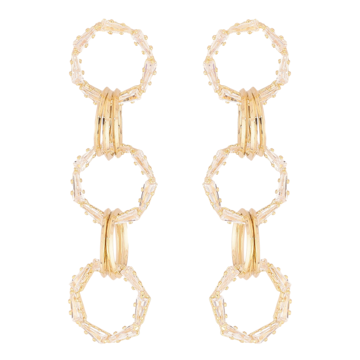 Серьги Xuping QQMM цвет Позолота 14K пусеты "Подвески из кристальных колечек" фото №10 Серьги Xuping QQMM цвет Позолота 14K пусеты "Подвески из кристальных колечек" фото №10