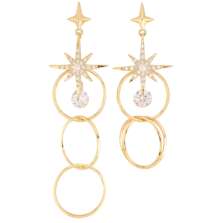 Серьги Xuping QQMM цвет Позолота 14K пусеты "Ассиметричные звездные подвески" фото №6 Серьги Xuping QQMM цвет Позолота 14K пусеты "Ассиметричные звездные подвески" фото №6
