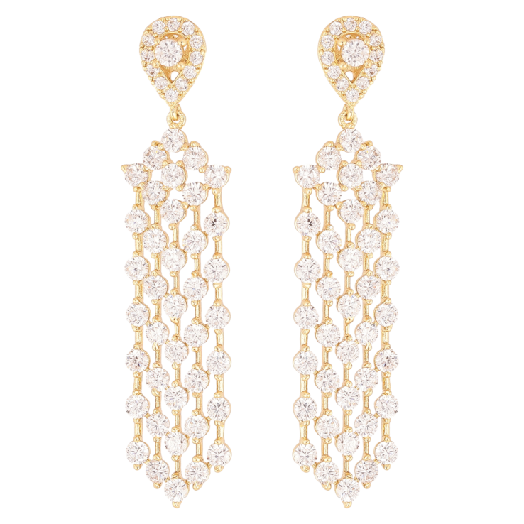 Серьги Xuping QQMM цвет Позолота 14K пусеты "Авангардные кристальные подвески" фото №21