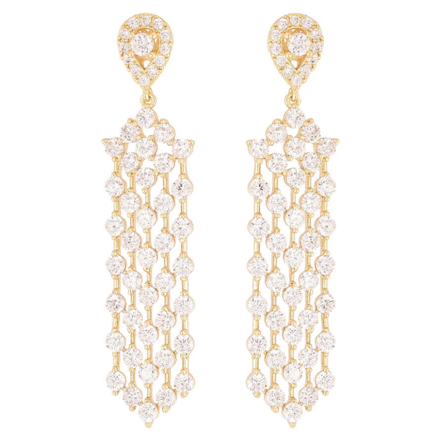 Серьги Xuping QQMM цвет Позолота 14K пусеты "Авангардные кристальные подвески" фото №1