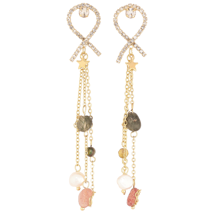 Серьги Xuping QQMM цвет Позолота 14K пусеты "Авангардные подвески" узор на одну сторону фото №19