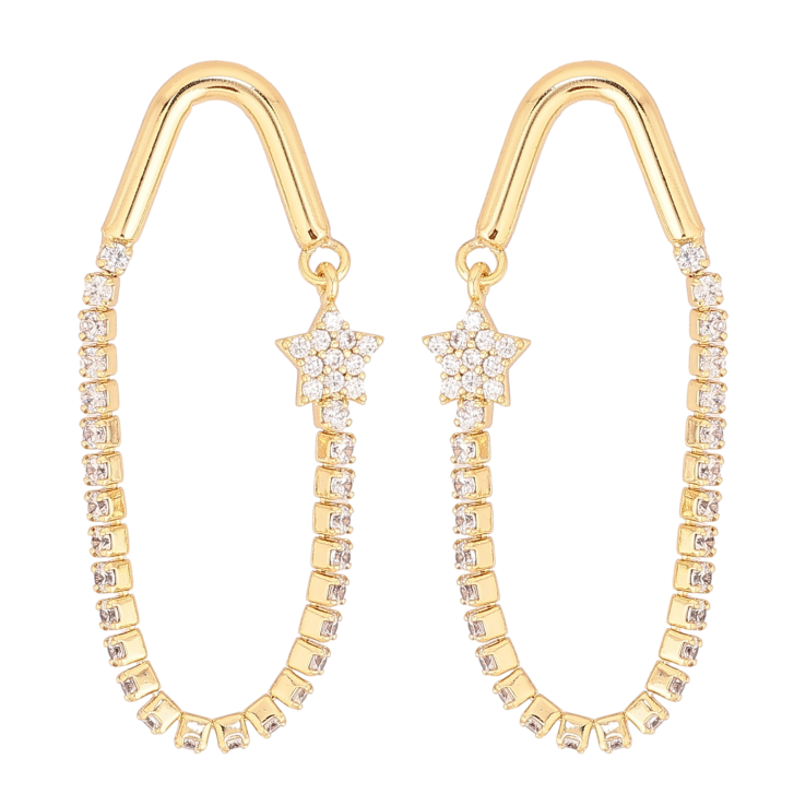 Серьги Xuping QQMM цвет Позолота 14K пусеты "Авангардные подвески с кристаллами" фото №14